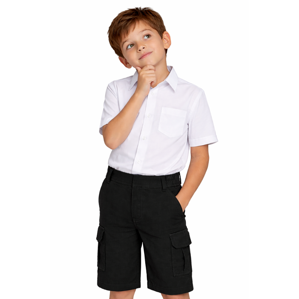 Boys School Cargo Shorts Elastic Waist Pockets