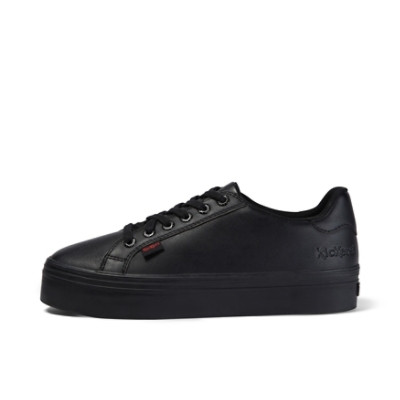 Kickers Tovni Stack Leather Youth Girls School Shoes Black