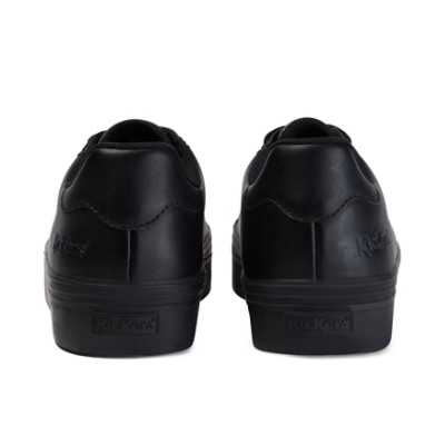 Kickers Tovni Stack Leather Youth Girls School Shoes Black