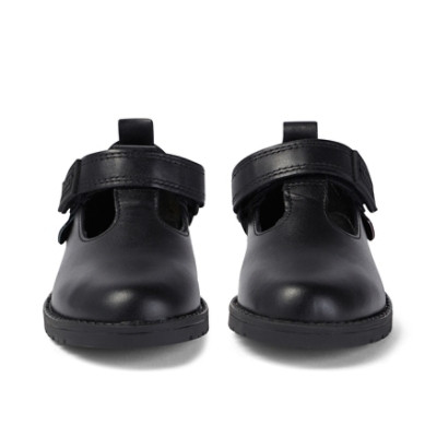 Kickers Lachly T Bar Leather Infant Girls School Shoes Black