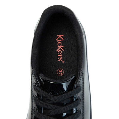 Kickers Tovni Stack Patent Leather Womens Shoes Black