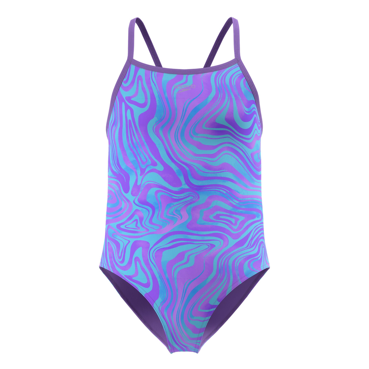 Speedo Girls Printed Thinstrap Swimsuit Purple