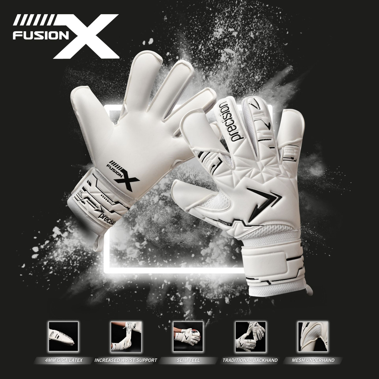 Precision Junior Fusion X Pro Classic Hybrid Giga Goalkeeper Gloves