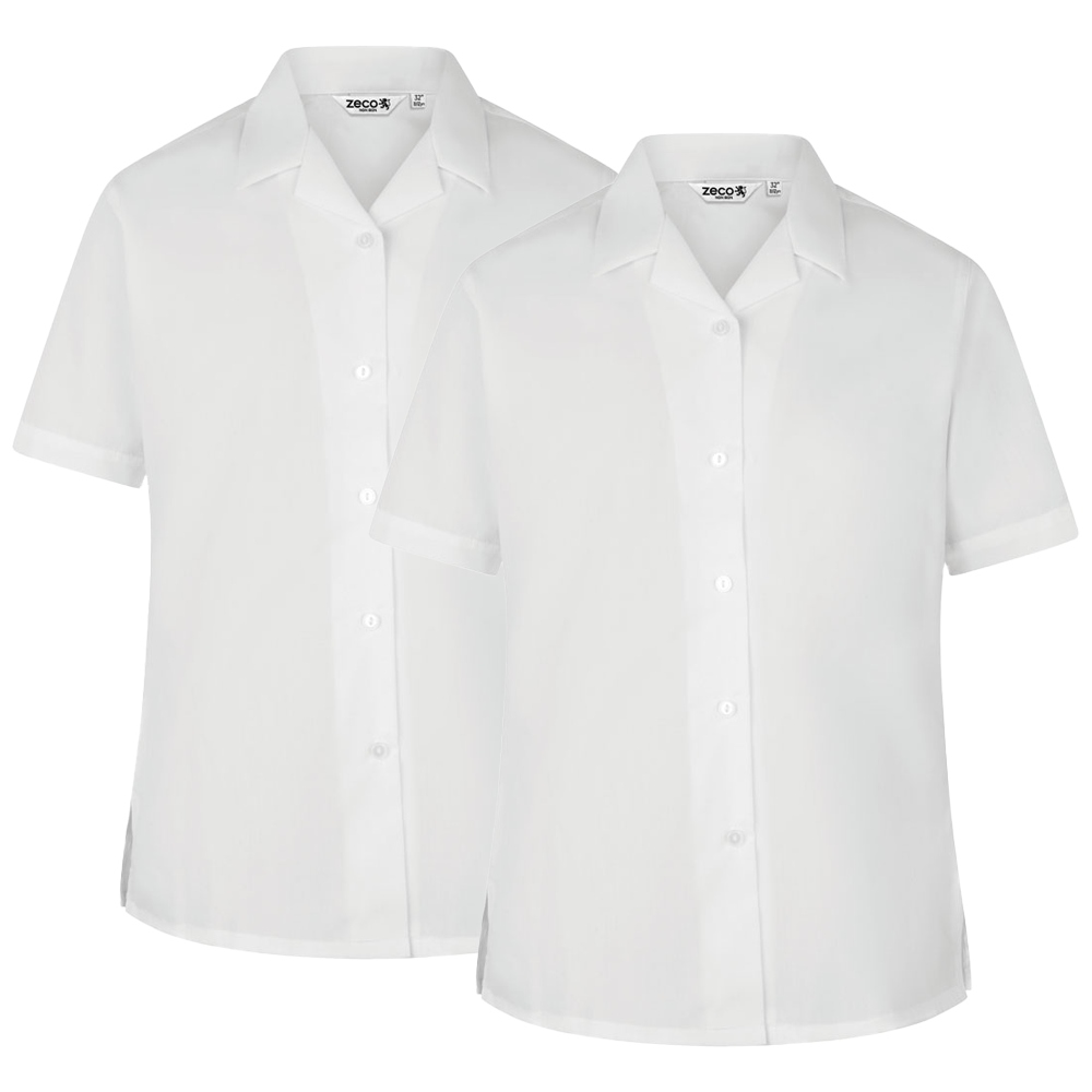 Short Sleeve Non Iron Revere Collar Eco-Blouse - Twin Pack (Zeco)
