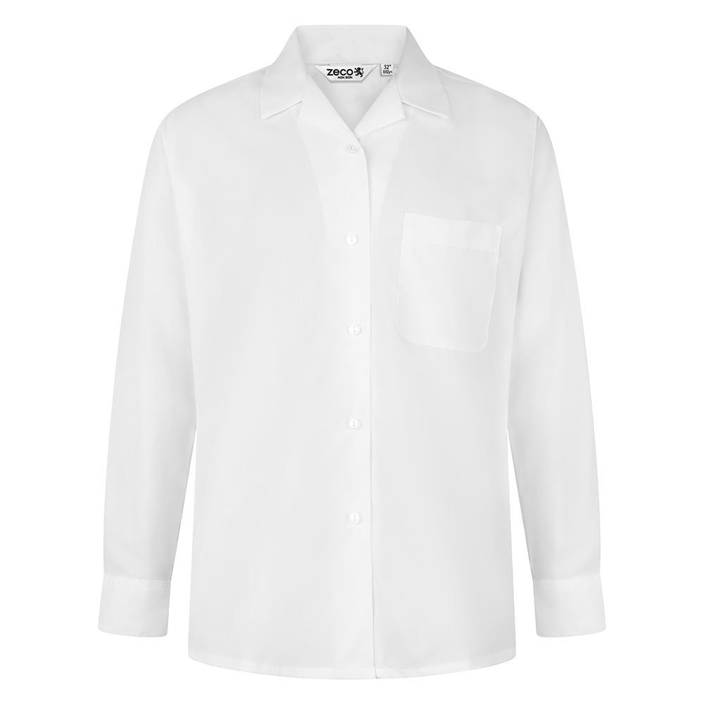 Long Sleeve Non Iron Revere Collar Eco-Blouse - Twin Pack (Zeco)