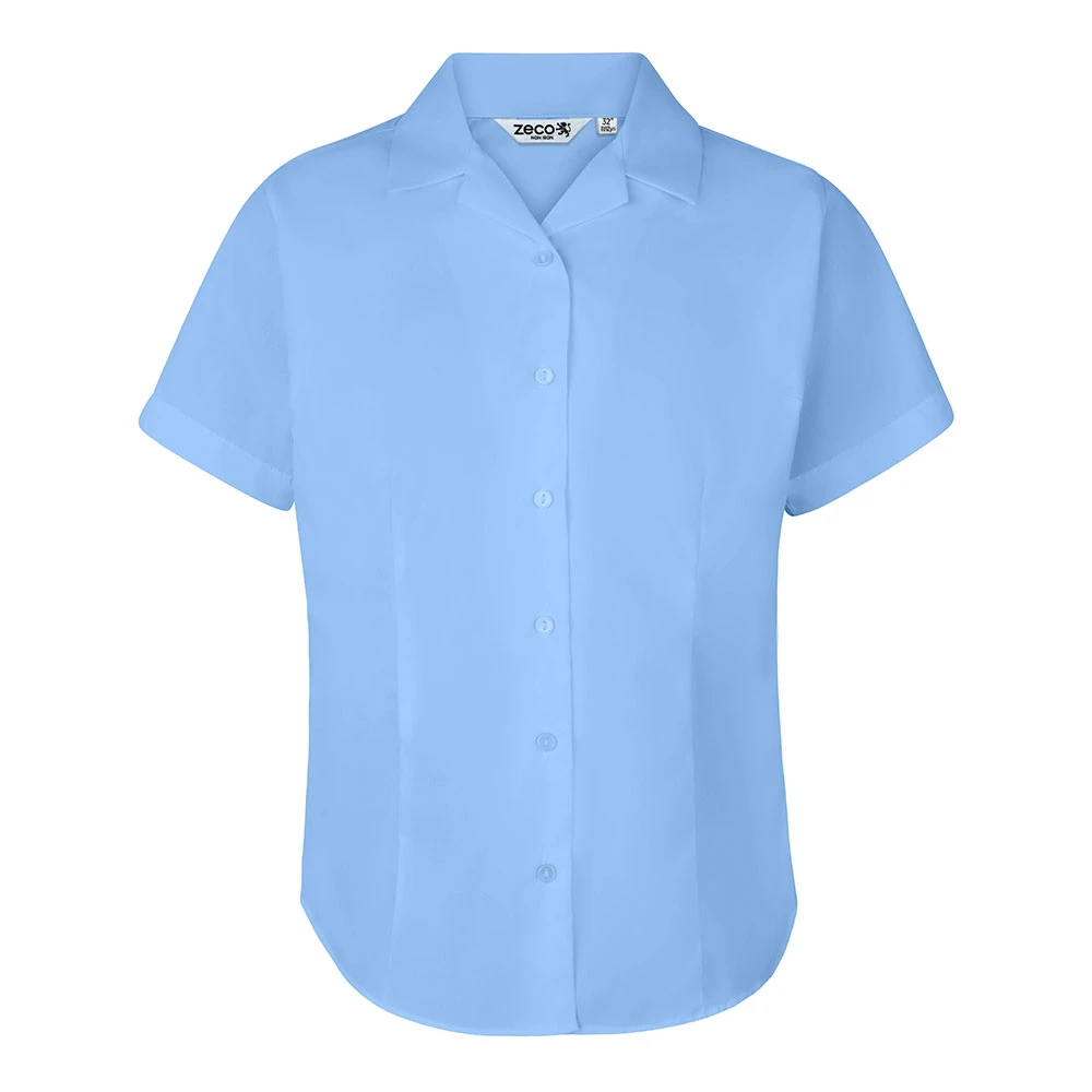 Fitted Short Sleeve Non Iron Revere Collar Eco-Blouse - Twin Pack (Zeco)