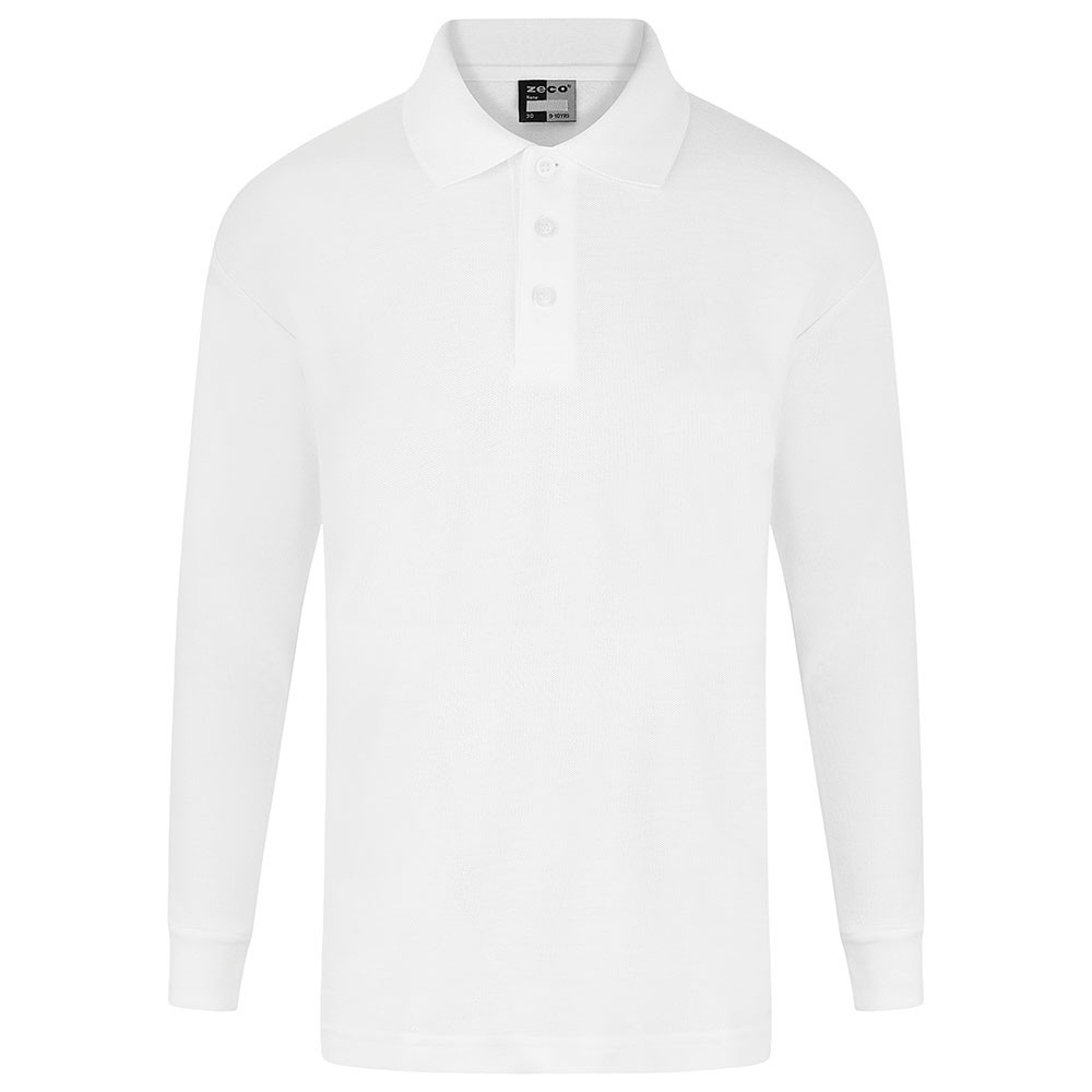 Twin Pack School White Long Sleeve Polo Shirt (Zeco)