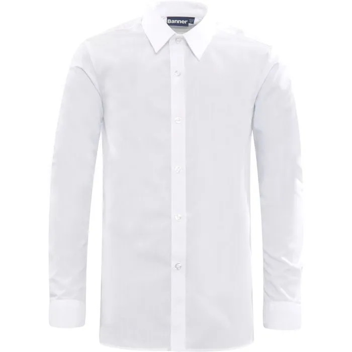 Boys Slim Fit School Long Sleeve School Shirt Twin Pack (Banner)