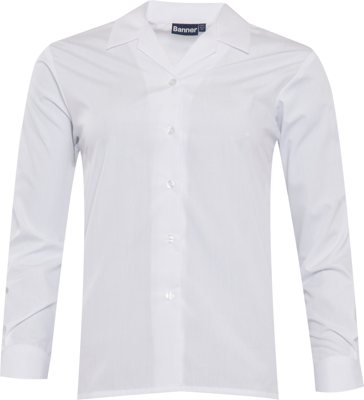 Girls Twin Pack Revere Collar Long Sleeve School Blouse (Banner)