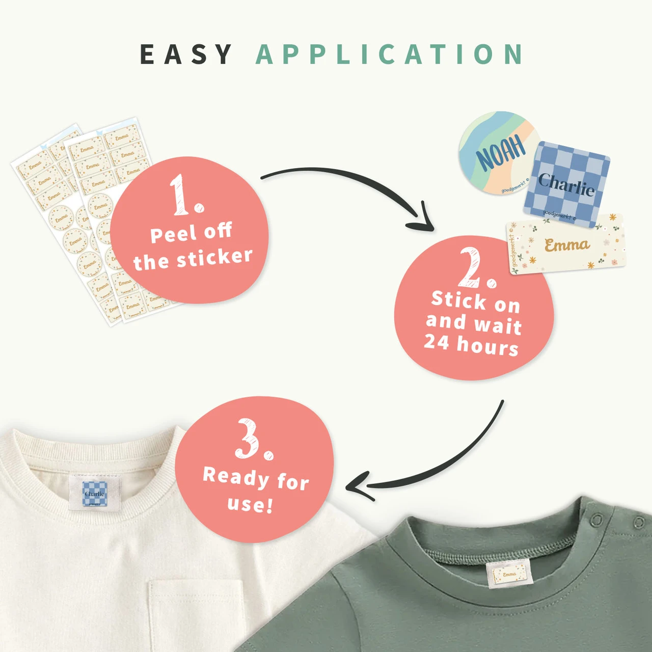 Easy2Name Clothing Name Stickers Value Set, Pattern Designs