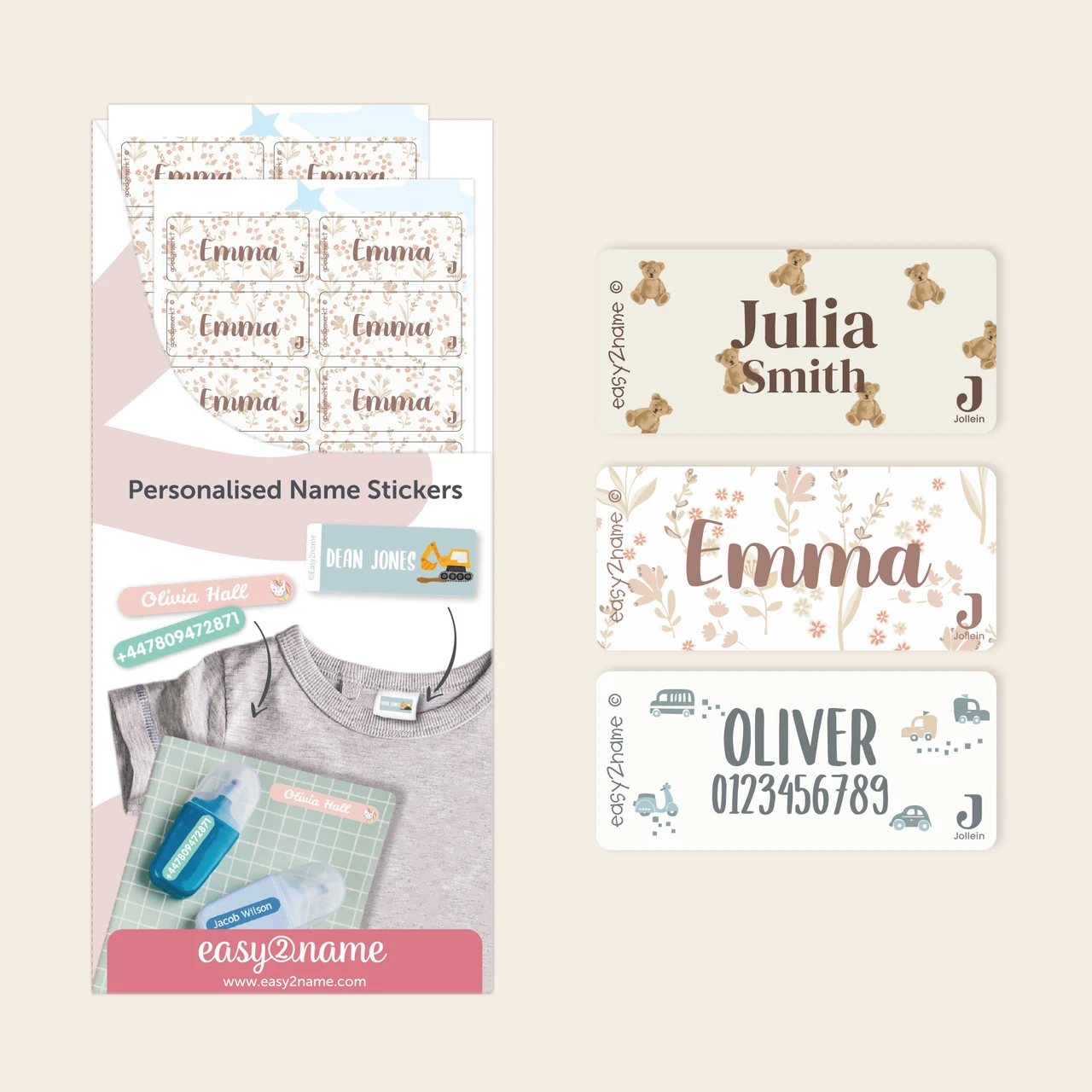 Easy2Name Clothing Name Stickers, Jollein Designs