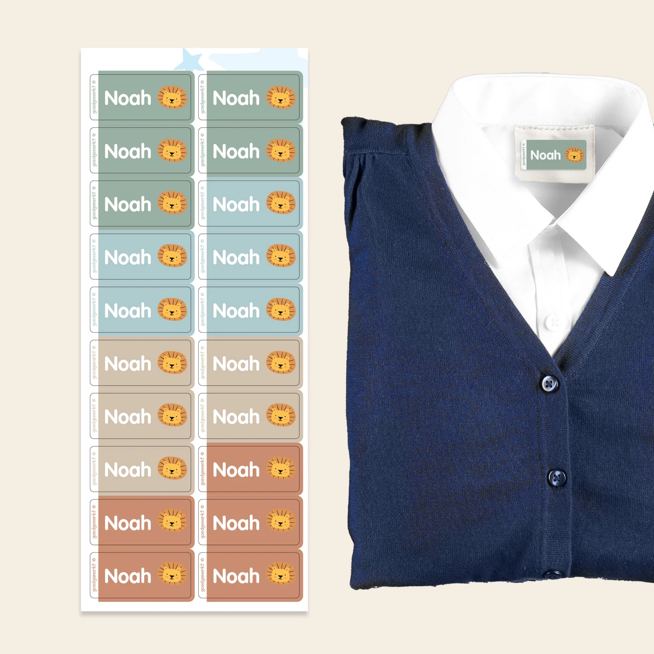 Easy2Name Clothing Name Stickers, Personalised with Icon