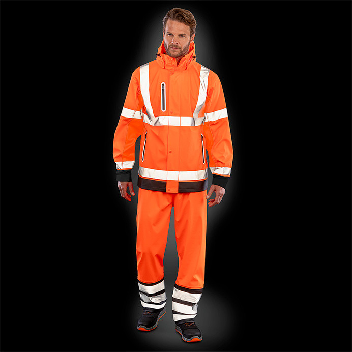 Waterproof Hi Vis Jacket, Class 3 Orange (Result Recycled Safe-Guard R507X)