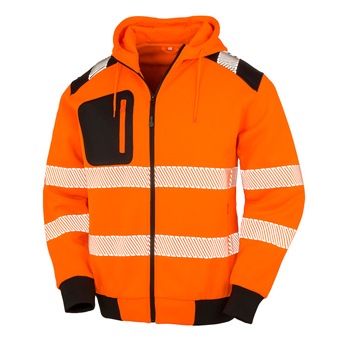Hi Vis Hoodie, Zipped, EN ISO 20471 Class 2 (Result Recycled Safe-Guard R503X)