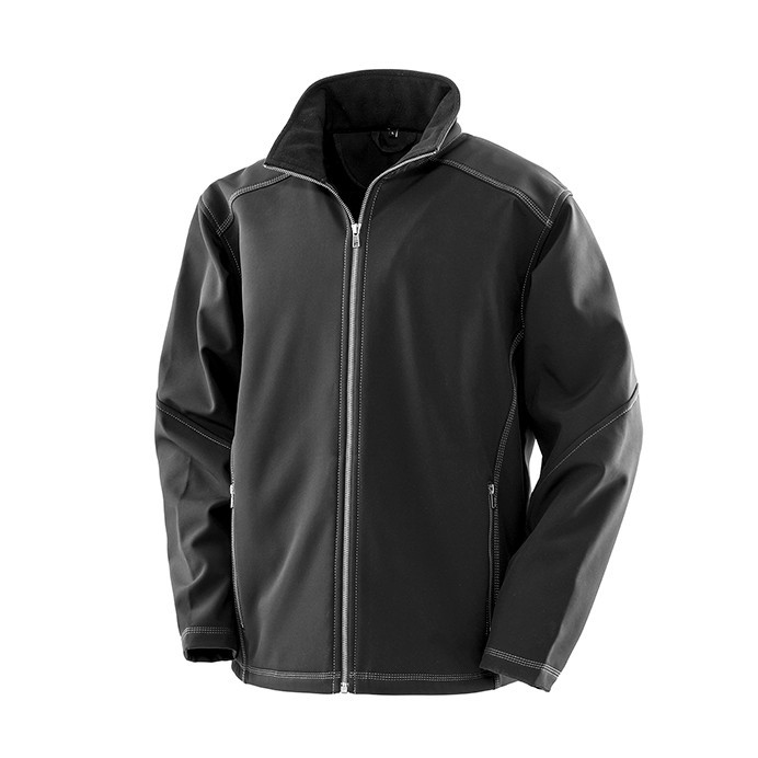 Mens Softshell Work Jacket, Windproof, Microfleece Lined (Result Work-Guard R455M)