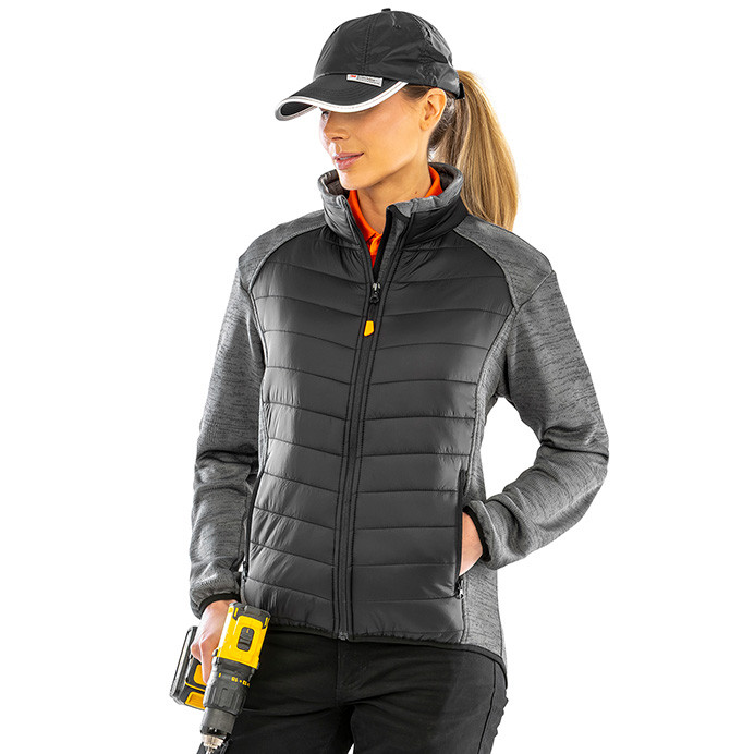 Padded Work Jacket, Windproof, Knitted Sleeves (Result Work-Guard R314X)