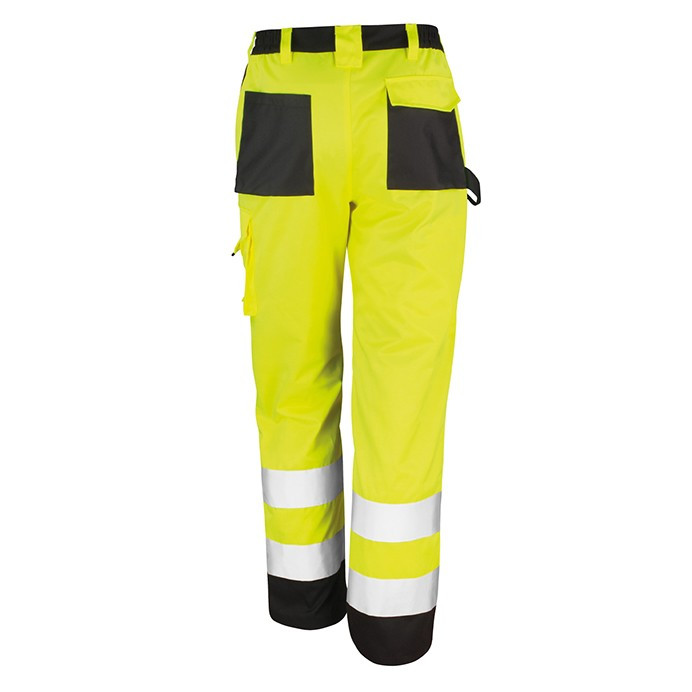 Hi Vis Cargo Work Trousers with Knee Pad Pockets, Class 2 (Result Safe-Guard R327X)