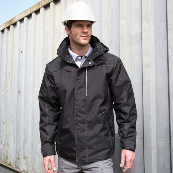 Waterproof Work Jacket, Fleece Lined, Denim Texture (Result R326X)