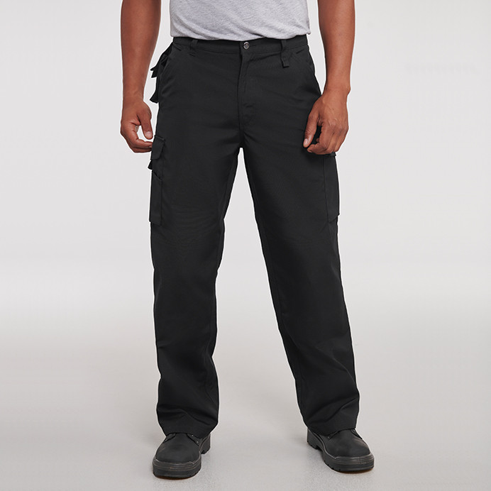 Combat Work Trousers with Knee Pad Pockets, Stain Resistant (Russell J015M)