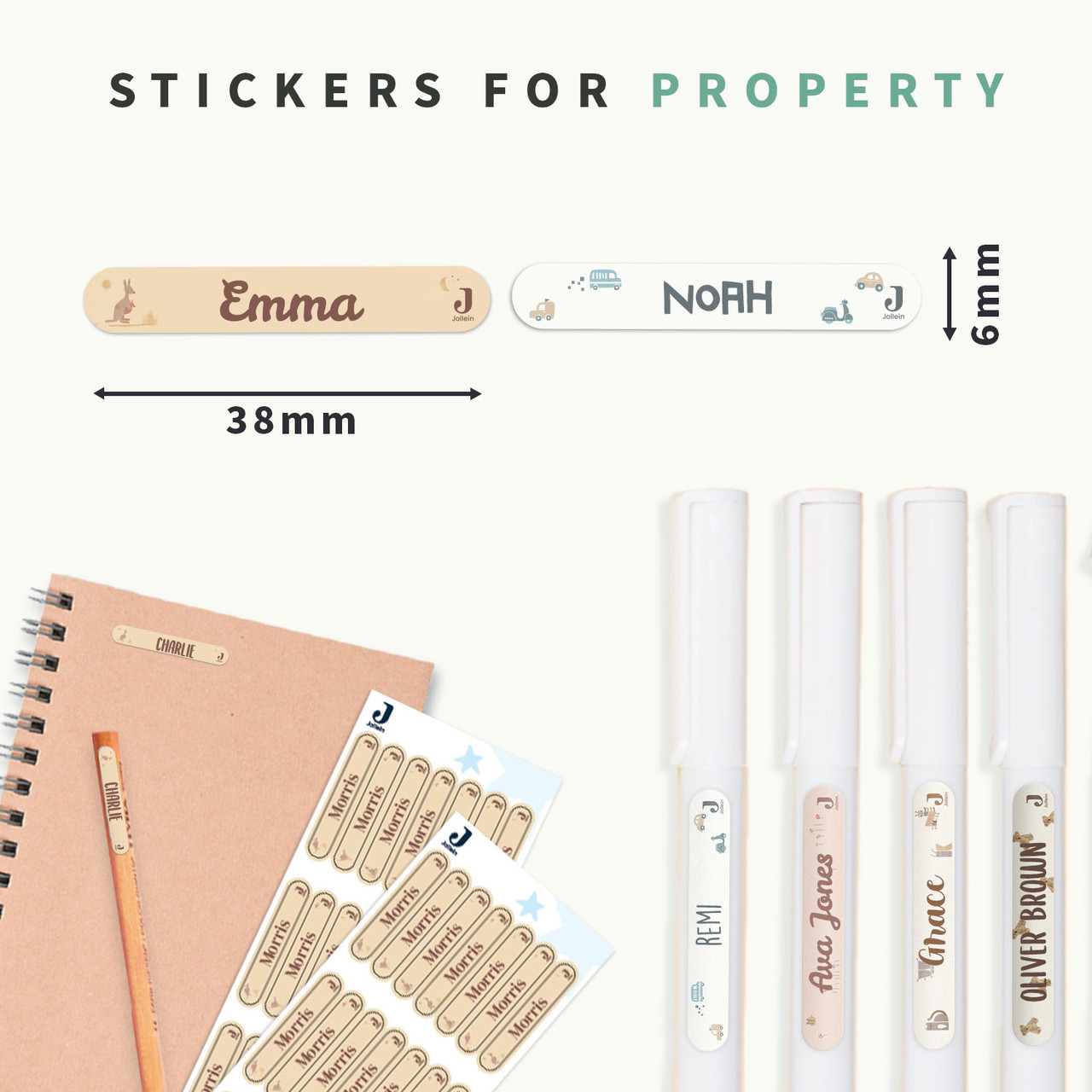 Easy2Name Mini Name Stickers for Kids, Jollein Designs