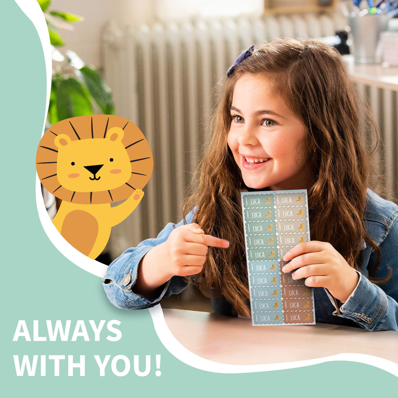 Easy2Name Wave Name Stickers for Kids, Personalised with Icon
