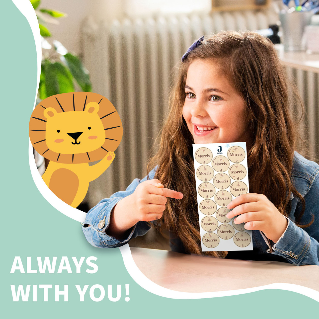 Easy2Name Round Name Stickers for Kids, Jollein Designs