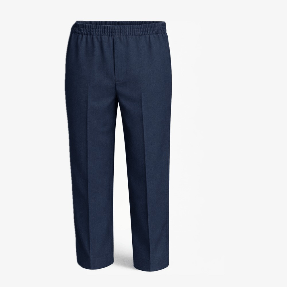 Boys Pull Up School Trousers, Full Elastic Waist, Single Pair, Ages 2-16