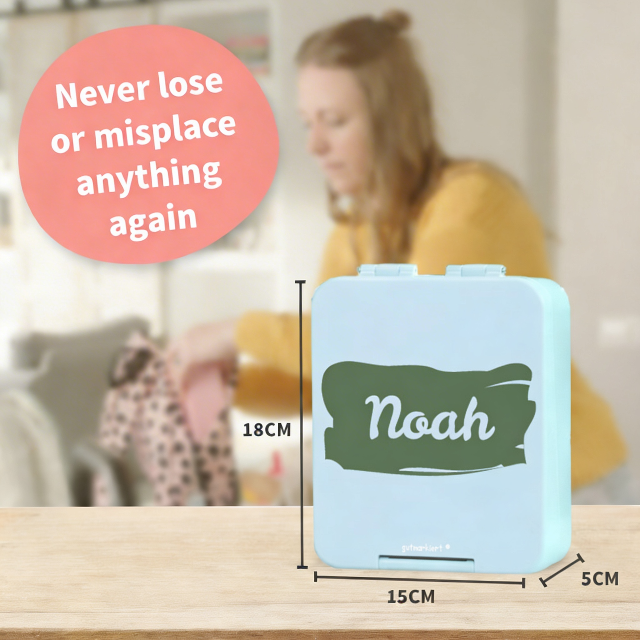 Easy2Name Personalised Lunch Box with Name, Plain Colours