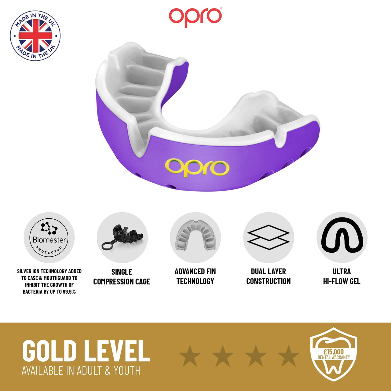 OPRO Gold Level Mouthguard Premium Fit – Gum Shield Adult and Kids – OPRO Mouth Guard Boxing and MMA, Easy Self-Fit Gum Shield Rugby and Hockey