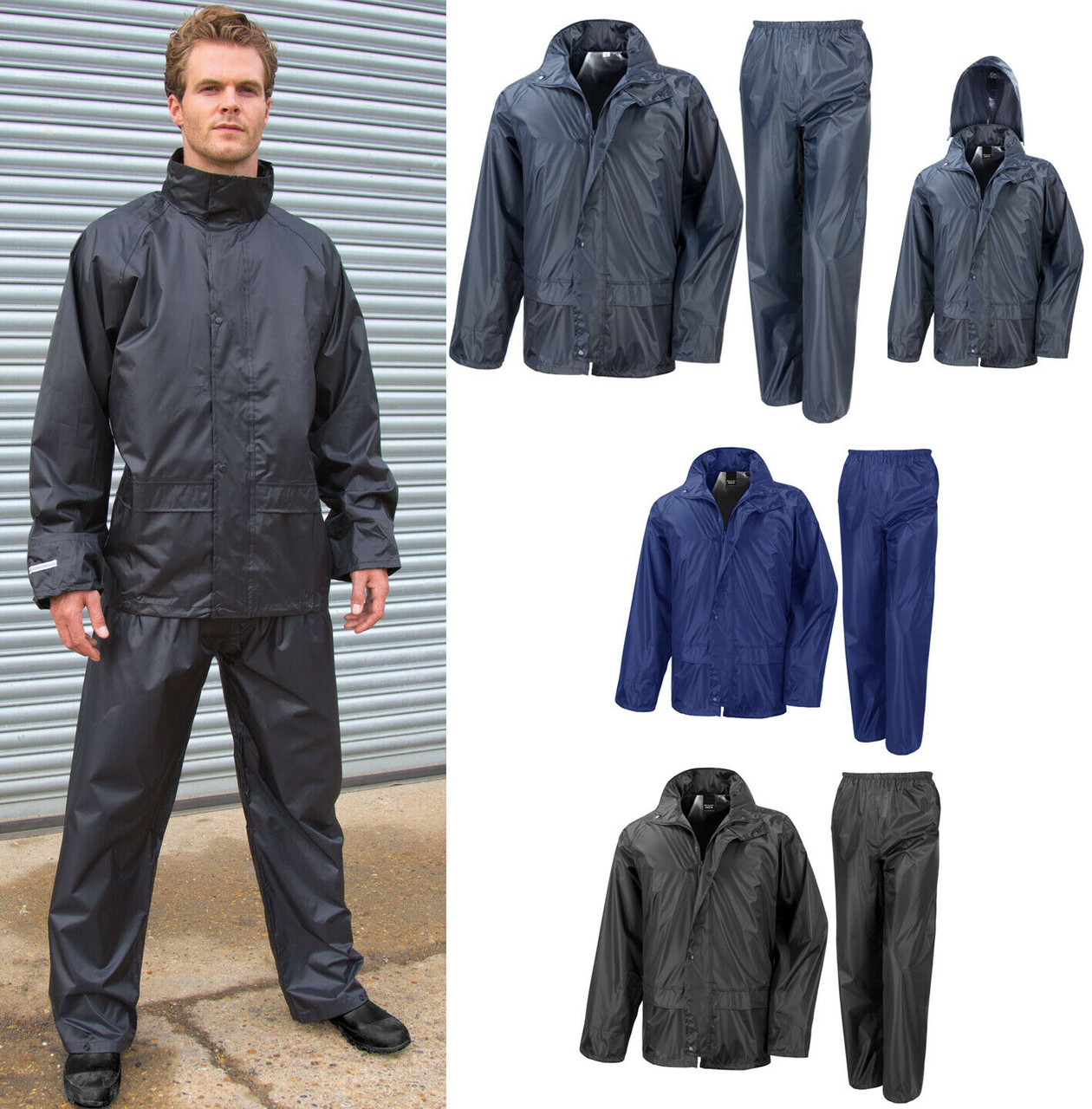 Men's Heavyweight Waterproof Jacket \u0026 Trouser Set Raincoat | Result |  School Wear United