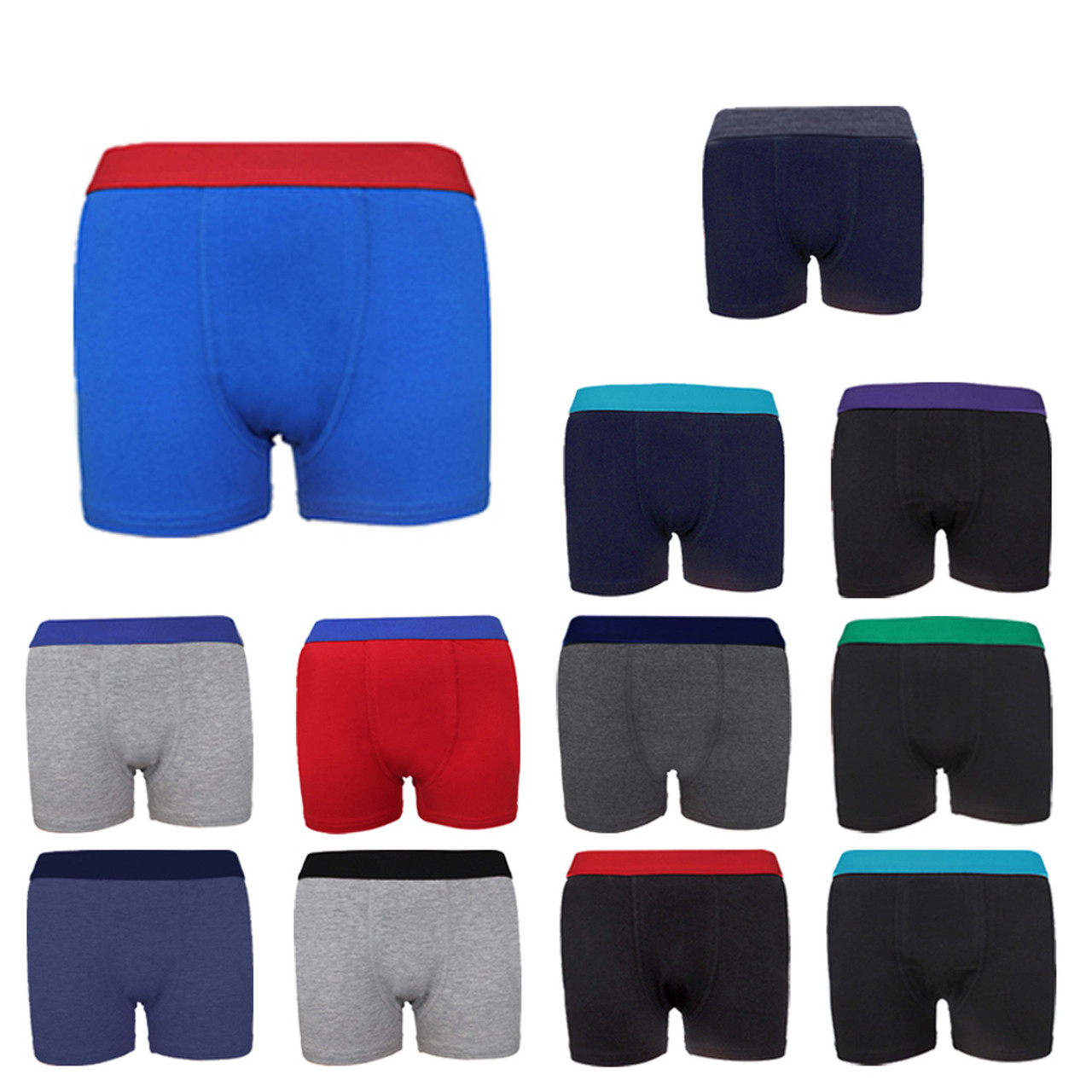 Full Elasticated Boys Boxer Shorts (6 pack or 12 pack)