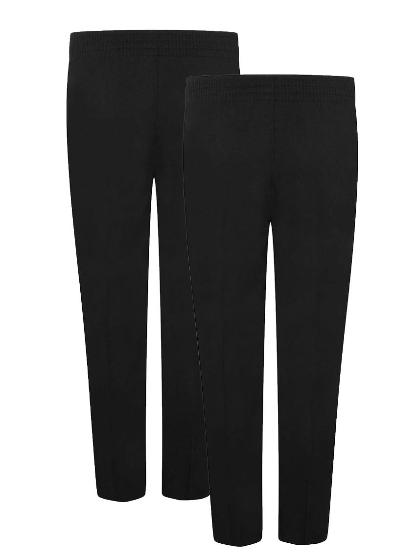 Pack of 2 Junior Boys School Uniform Full Elasticated Pull Up Trouser (Age 2-17) (Deck and Beach)