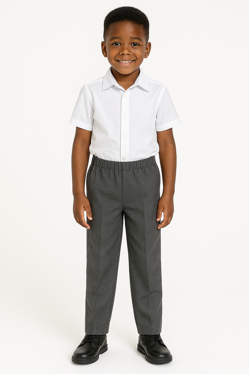 Pack of 2 Junior Boys School Uniform Full Elasticated Pull Up Trouser (Age 2-17) (Deck and Beach)
