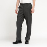 Zeco boys sturdy fit school trousers in grey, worn, side view, close up