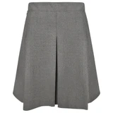 Zeco contemporary stitched down box pleat skirt in grey, back view