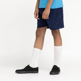Zeco black velcro school plimsolls, worn, side view, close up