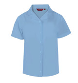 TPB426 Girls Slim Fit - Non Iron - Twin Pack Short Sleeve Revere Blouse - White - Blue