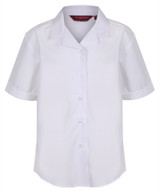TPB422 Girls Short Sleeve Revere Collar Non-Iron Blouse - White - Twin Pack - White