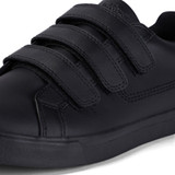 Kickers Tovni Trip Leather Youth School Shoes Black side view detail