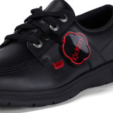 Kickers Kelland Lo Lace Leather Adult School Shoes Black side view detail