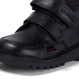 Kickers Kick Hi Leather Infant School Boots Black side view detail