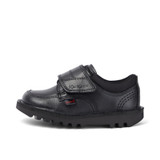 Kickers Kick Lo Leather Infant School Shoes Black angled front view