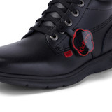 Kickers Kelland Lace Boot Leather Youth School Boots Black side view detail