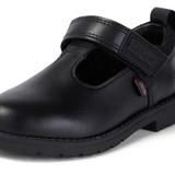 Kickers Lachly T Bar Leather Infant Girls School Shoes Black side view detail