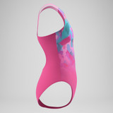 Speedo Girls Printed Pulseback Swimsuit Pink
