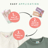 How to apply Easy2Name TOPModel name stickers: peel off, stick on and wait 24 hours, then ready to use