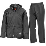 Result R095X men’s waterproof jacket and trousers set in black – heavy duty rain suit
