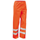 Fluorescent hi vis over trousers with reflective leg bands and elasticated waist