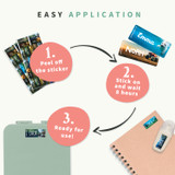 How to use Easy2Name name stickers: peel off, stick on and wait 8 hours, ready to use