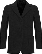 Flannel Fitted Zip Entry Blazer (Banner) Black Front